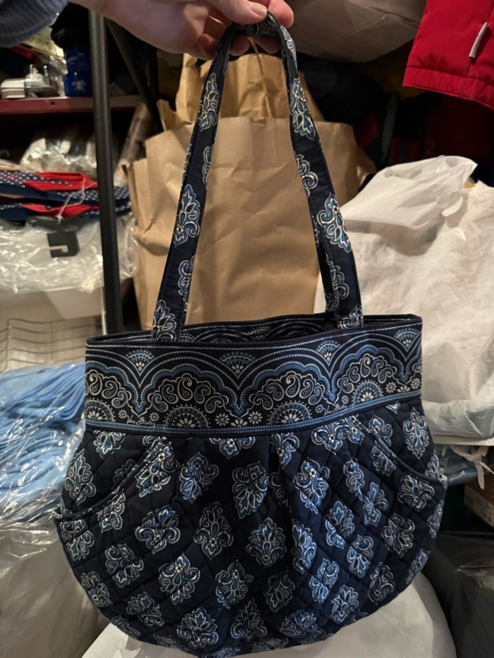 Vera Bradley Navy Blue Quilted Patterned Tote